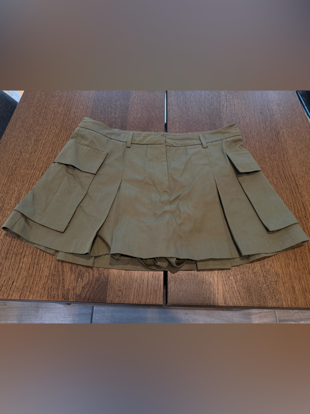 Pilcro Olive Utility Skirt with Front Button